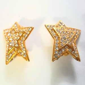 Vtg Bijoux Designs New York Star Clip Earrings